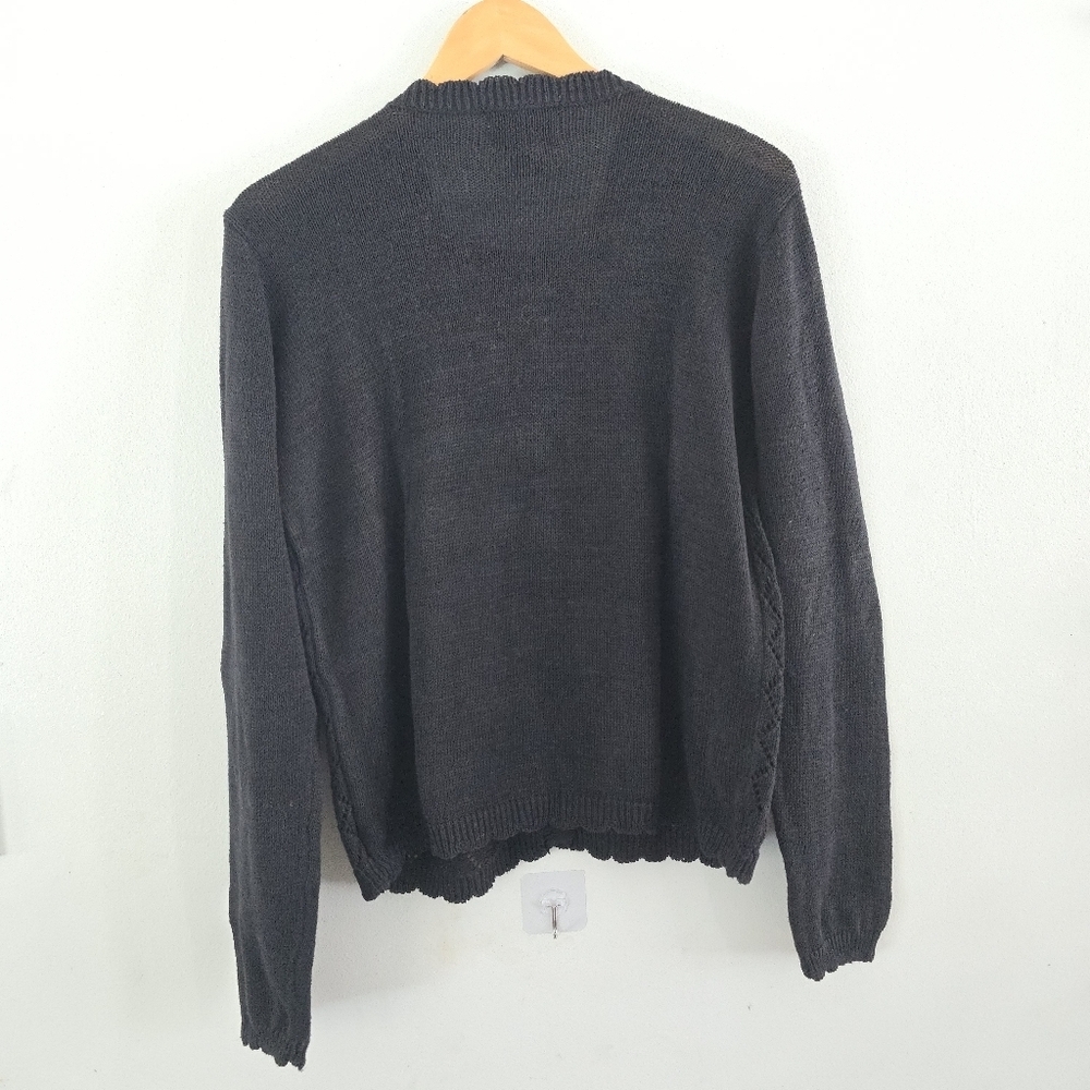 Teddi Vintage M Black Crochet Layered Sweater Cottagecore Grandma *read - Picture 7 of 11